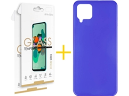 Kit Capa e 2 Películas Samsung Galaxy A22 4G SKYHE Liso (Azul)