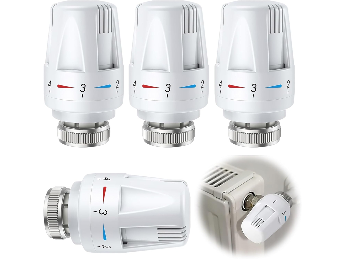 4 Cabeças Termostáticas Aquecimento M30x1.5, Funções Congelamento/ajuste, para Radiador Escritório ZYBLSSBB