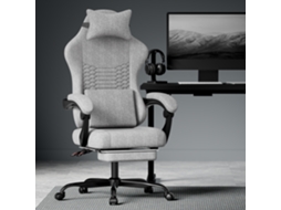 Cadeira gamer de tecido, massagem, apoio cabeça e pés, cinza claro VELTRIX NOVELTRIX