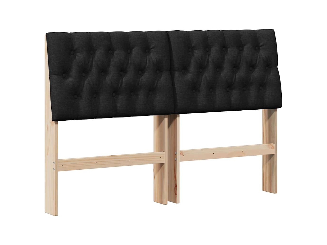 Cabeceira Estofada Preto com Madeira de Pinheiro Sólida MAISON EXCLUSIVE (140x0x0 cm)