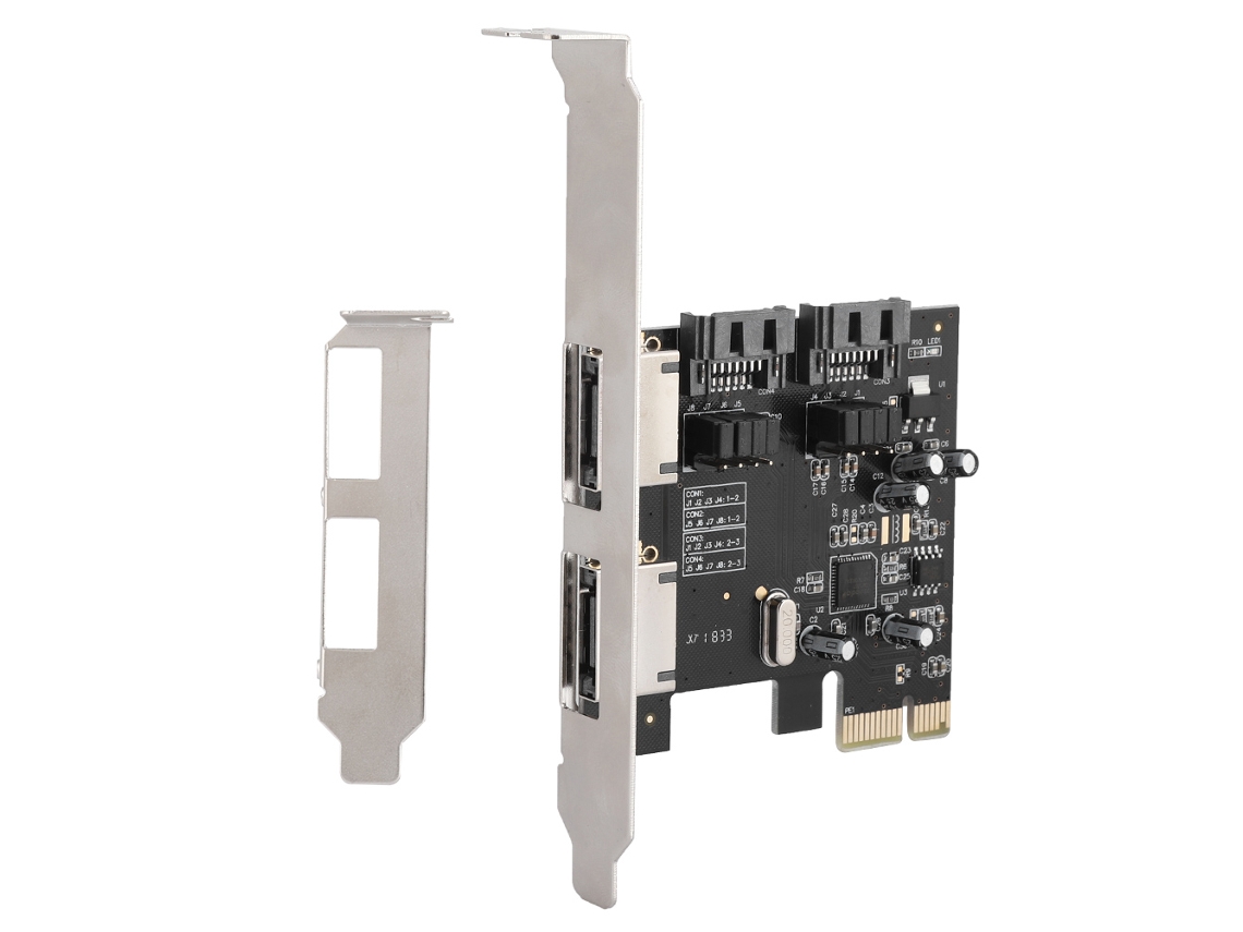Placa Riser Pci Para 4 Portas Sata Esata 3.0 Asm1061 Até 6.0gbps