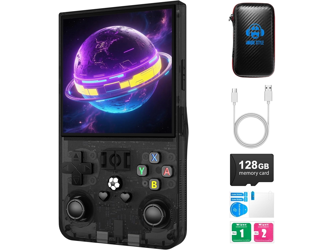 Console de Jogos Portátil Retrô VONKELIOS com Tela 4 Polegadas, 64 Gb, Sistema Linux