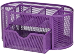 Porta Lápis Roxo Com 9 Compartimentos, Organizador De Material Escolar, Porta Lápis De Metal Com Gaveta, Organizador De