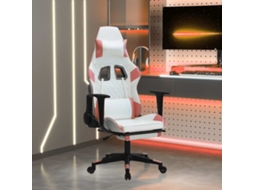 Vidaxl Cadeira Gaming Massagens C/ Apoio Pés Couro Artif. Branco/rosa
