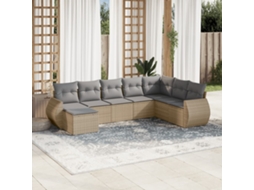 Pcs Conjunto De Sofás P/ Jardim Com Almofadões Vime Pe Bege Dkd Home Decor