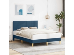 Vidaxl Estrutura da Cama com Cabeceira Azul 140 X 190 Cm Tecido