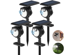 Lote De 4 Lâmpadas Solares Exteriores Com Sensor De Movimento,3 Modos De Iluminação,ip65 À Prova Dágua Btforus