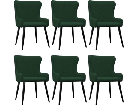 Conjunto 6 Cadeiras de Refeição  279164 Veludo Verde