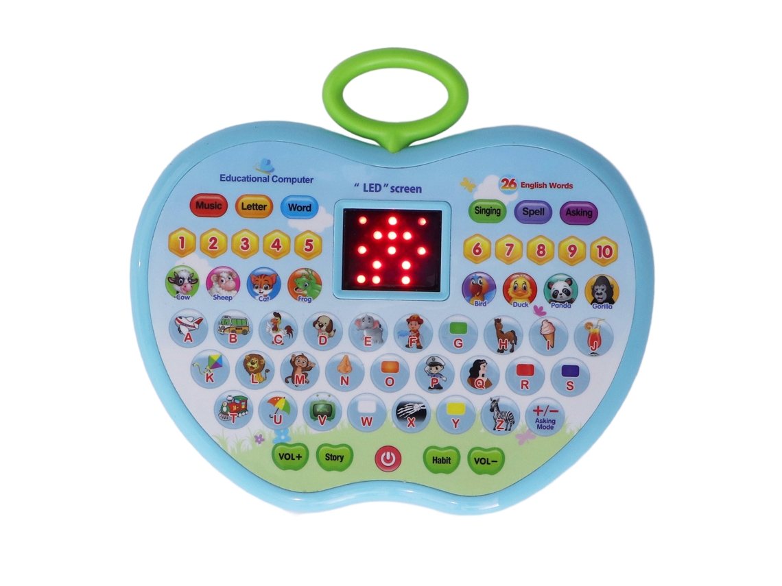 Tablet Educativo Multifuncional Infantil Com Tela Led Para Bebês E Meninos Azul Aquaforge