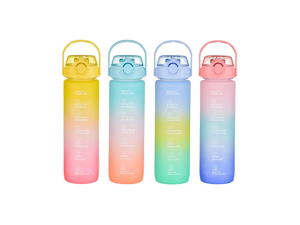 Garrafa Bewinner Multicolor 800ml com Tampa e Canudo