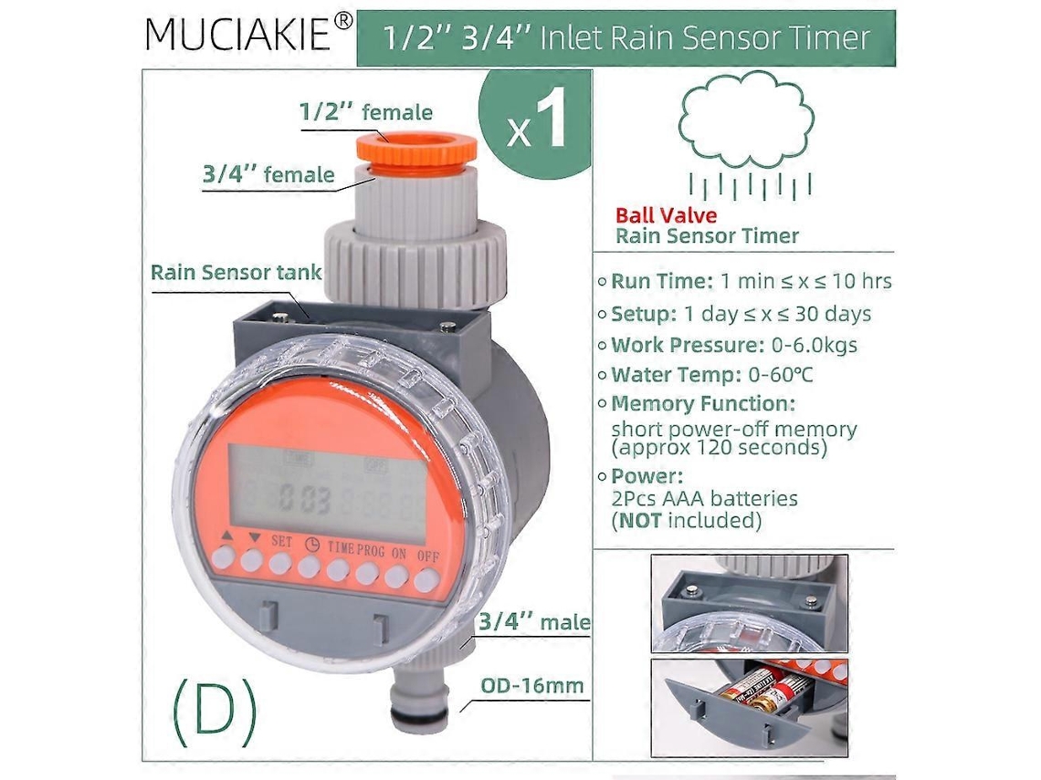 Regulador De Irrigação Automático Programável, Resistente, Para Jardim E Interior(d)