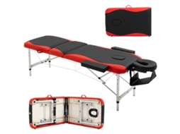 Maca De Massagem Dobrável Com Altura Ajustável,profissional Em Alumínio E Plástico,215x81x61-84 Cm,preto E Vermelho