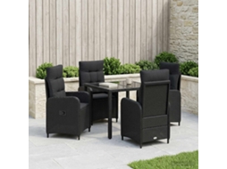 Vidaxl Conjunto De Jantar Para Exterior 5 Unid. Preto Vime Pe