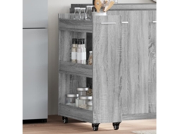 Vidaxl Armário C/ Rodas 60x22x79 Cm Derivados Madeira Cinzento Sonoma