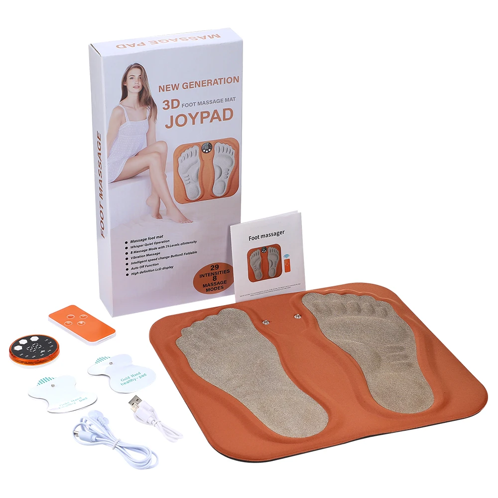 Tapete De Massagem Ems Para Os Pés, Com Eletrodos, 8 Modos, 29 Níveis Ajustáveis E Controle Remoto.