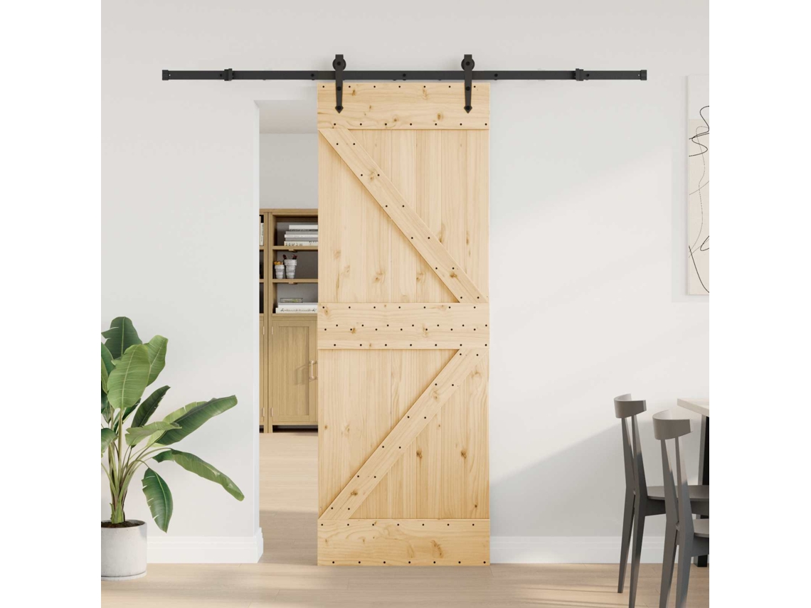 Vidaxl Porta Deslizante Narvik Natural E Preto 70 X 210 Cm (213,5 Cm)