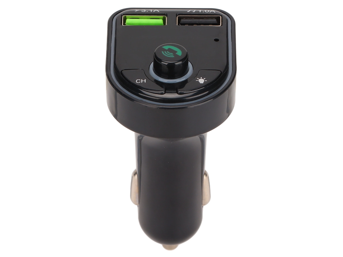 Carregador Mp3 para carro com transmissão Bluetooth e luz ambiente de 7 cores EOOCOO