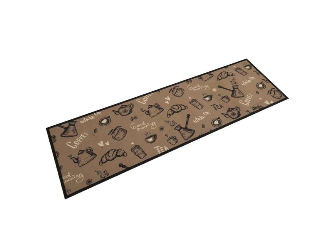 Tapete Cozinha Lavável VIDAXL Veludo Padrão Morning Castanho 150 X 45 X 0.5 Cm