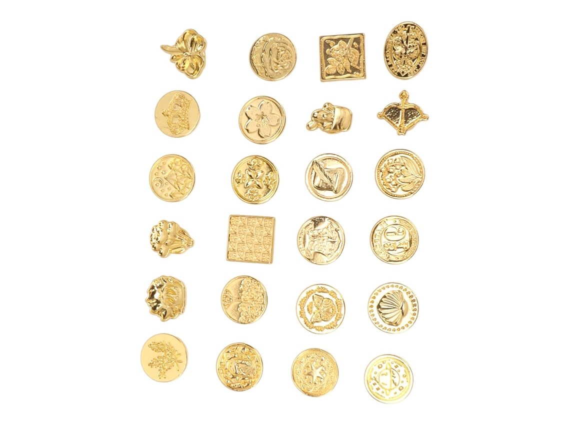 Conjunto de 24 selos de cera Hyuduo, feitos em liga de zinco, com cabeças removíveis, ideais para recepções de casamento.