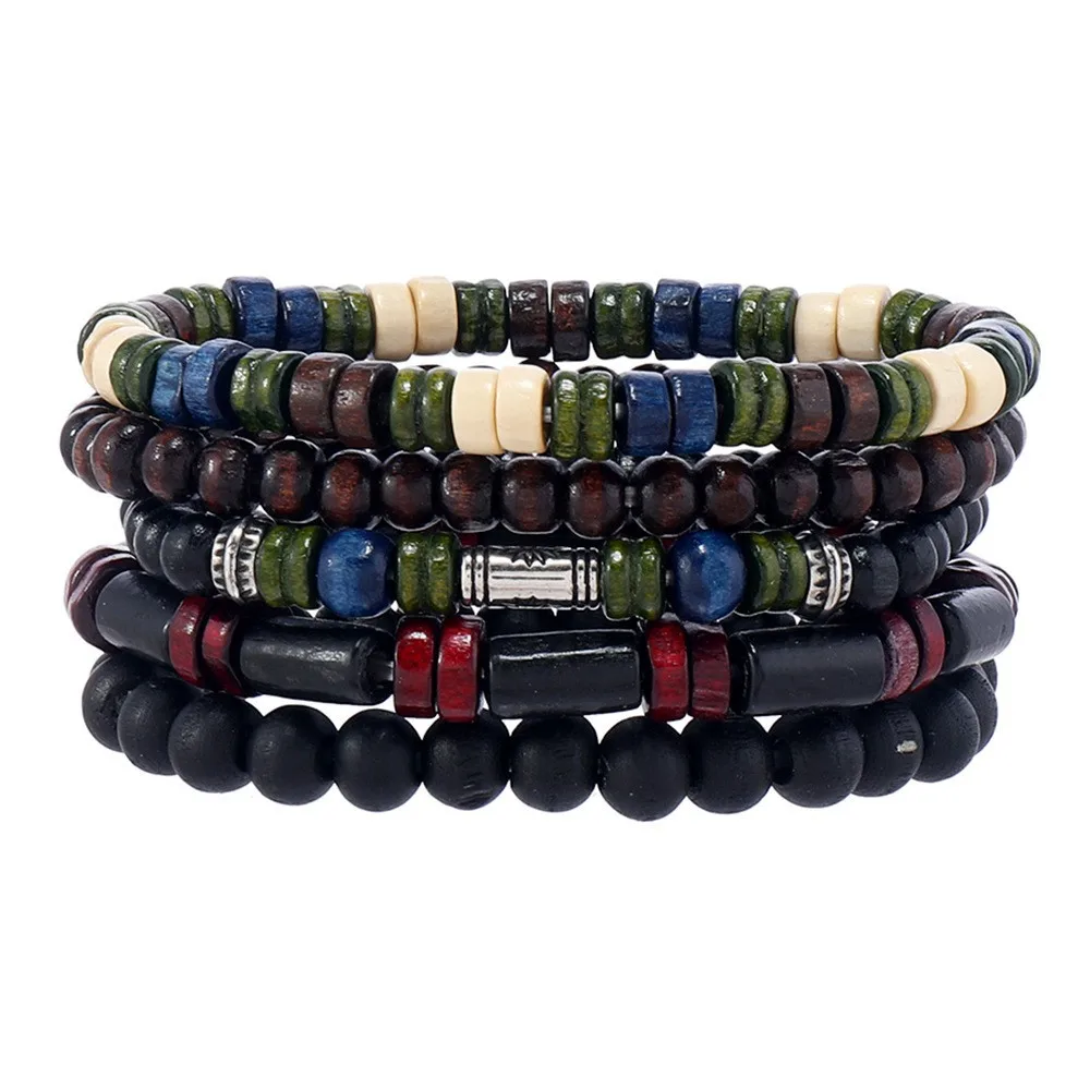 Pulseira De Contas De Madeira, Pulseira Com Cruz Da Árvore Da Vida Para Meditação De Ioga