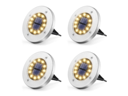 Lote De 4 Lâmpadas Solares Externas,12 Leds,branco Quente,impermeável Para Jardim,terraço,gramado,pátio,caminho Btforus