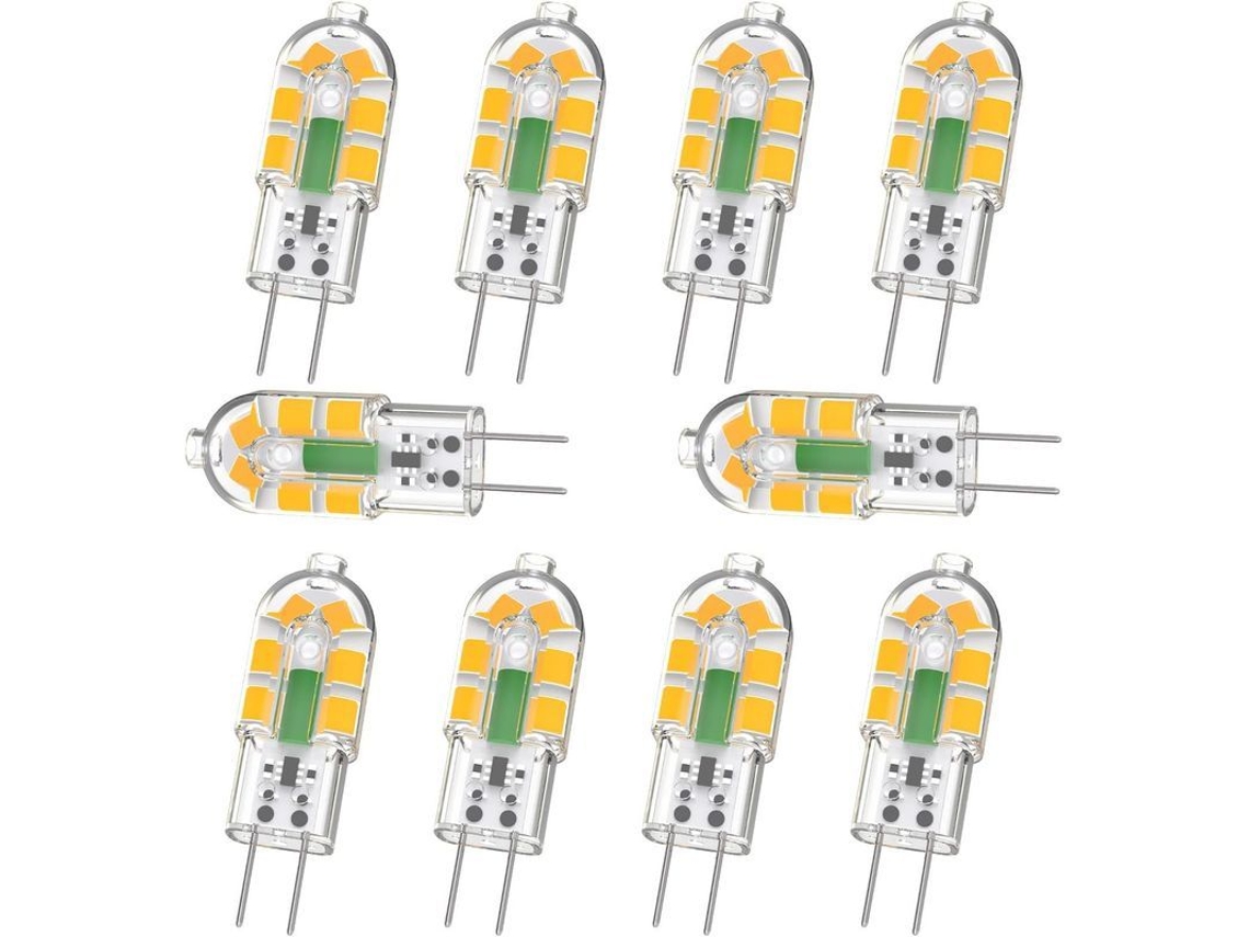lâmpada G4 Led 2w 200lm Equivalente 20w Halógeno, Branco Quente 3000k, Ac/dc 12v, Pacote de 10 S/MARCA