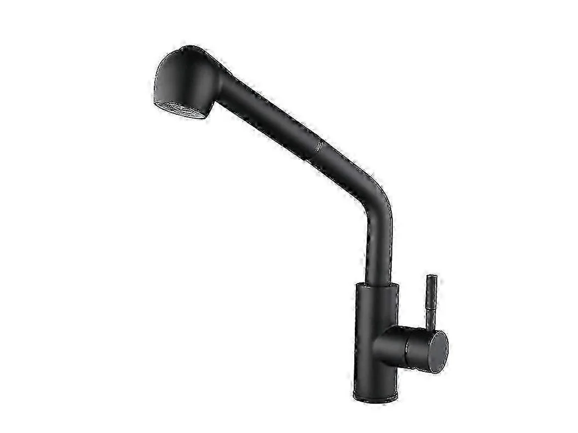 Torneira De Cozinha Extensível Com Pulverizador Pull Down, Alavanca Única Aço Inoxidável Preto Para Pia, Chuveiro Retrátil Mangueira Trançada