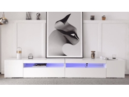 Móvel De Tv 240 Cm - Painel Brilhante, Iluminação Led Variável - Branco