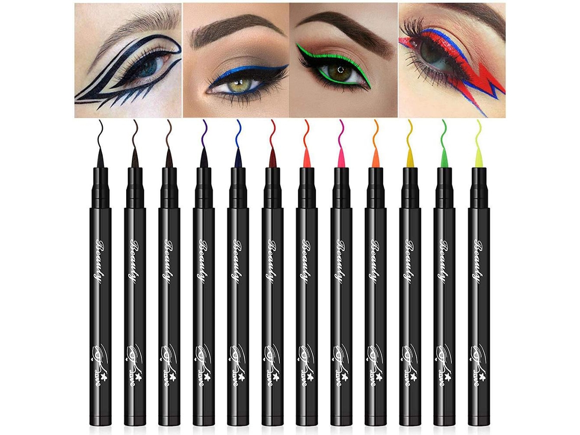 12 Lápices De Eyeliner Líquido Mate De Cores Vibrantes, Impermeáveis E De Alta Pigmentação Para Maquilhagem Criativa