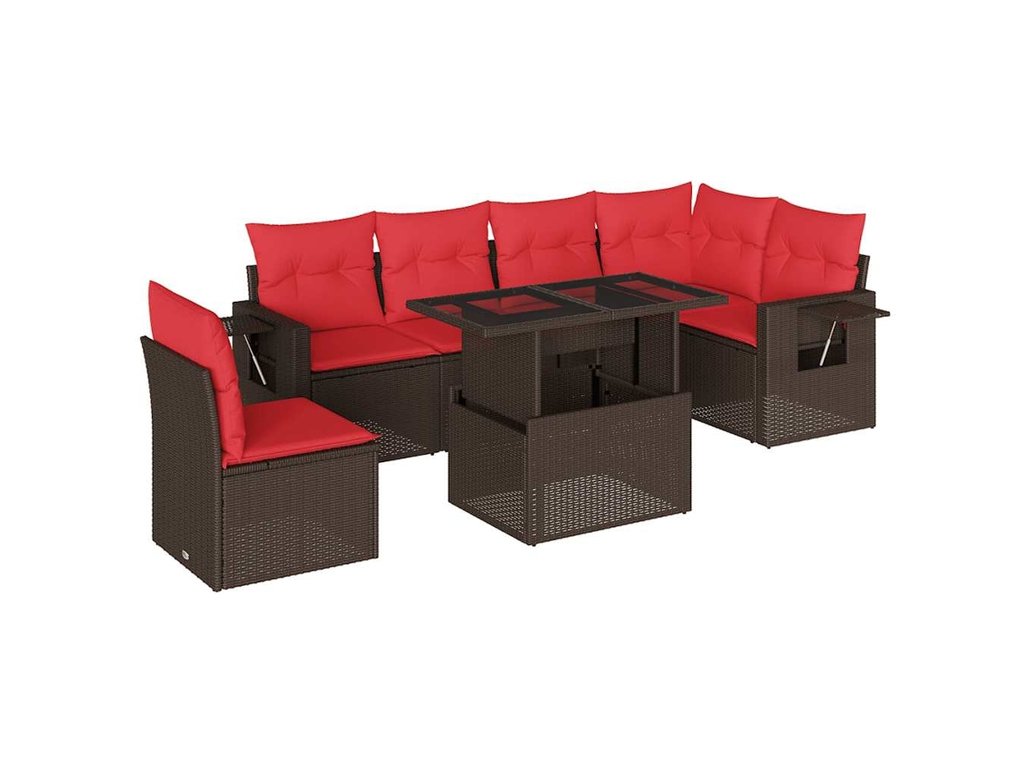 Conjunto de Sofá de Jardim, 7 Peças, Almofadas, Rattan Preto MAISON EXCLUSIVE