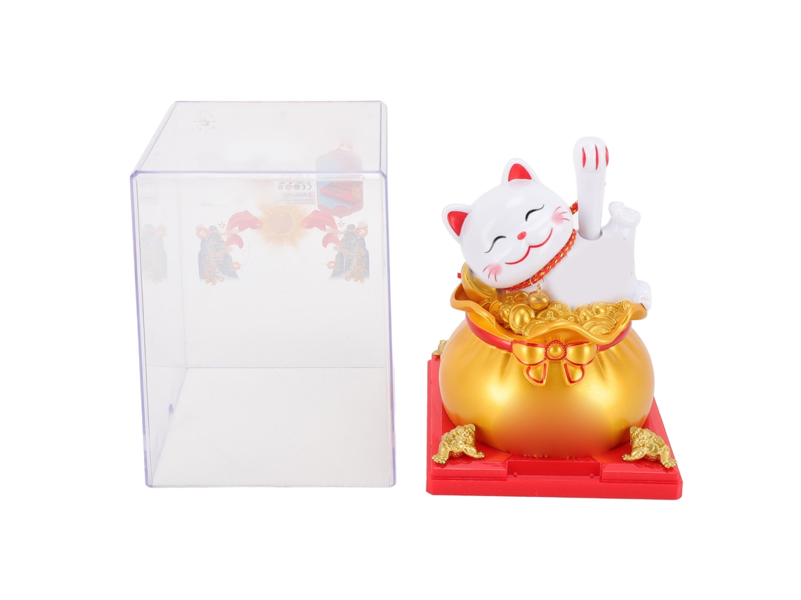 Rebe-gato Da Fortuna Com Braço Móvel Energia Solar Indução De Luz Decoração Para Lar Carro Escritório Presente Dourado