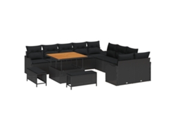 Conjunto 13 Móveis De Jardim Vidaxl Preto Vime Pe (100 X 100 X 71 Cm)