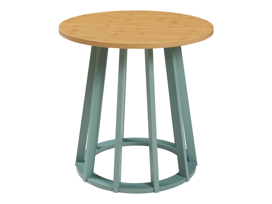Mesa Lateral Lensuu 48xø48 Cm Verde Pastel/carvalho [EN.CASA]