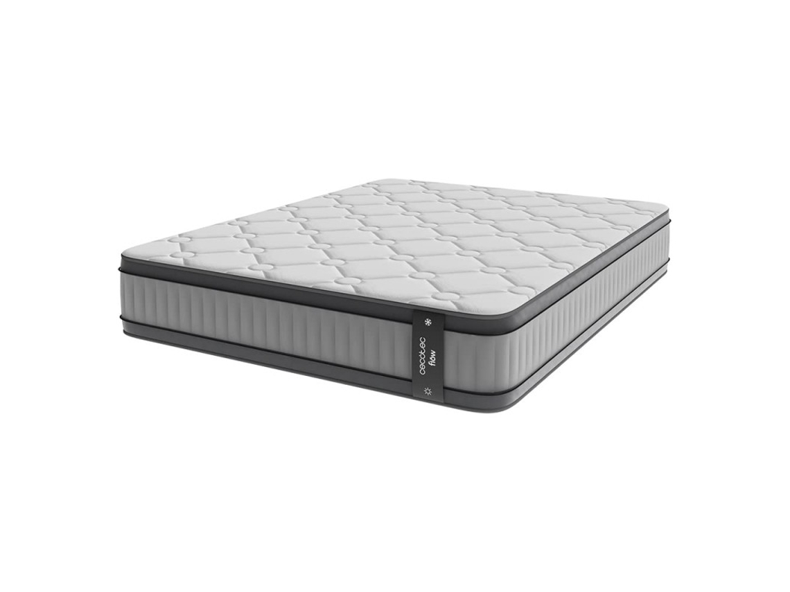Colchão Híbrido Flow 8900 120x200 Multicamadas Spring Core e ViscoCare Viscoelástico Altura 32cm Média Alta Firmeza SeparadaMuv & BreathSoft CECOTEC