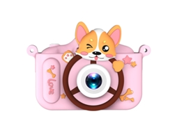Câmera Dupla Hd Infantil de Desenho Animado (cartão de Memória Não Incluído) YUNZII (cachorro Rosa com Câmera Dupla de Alta Definição)