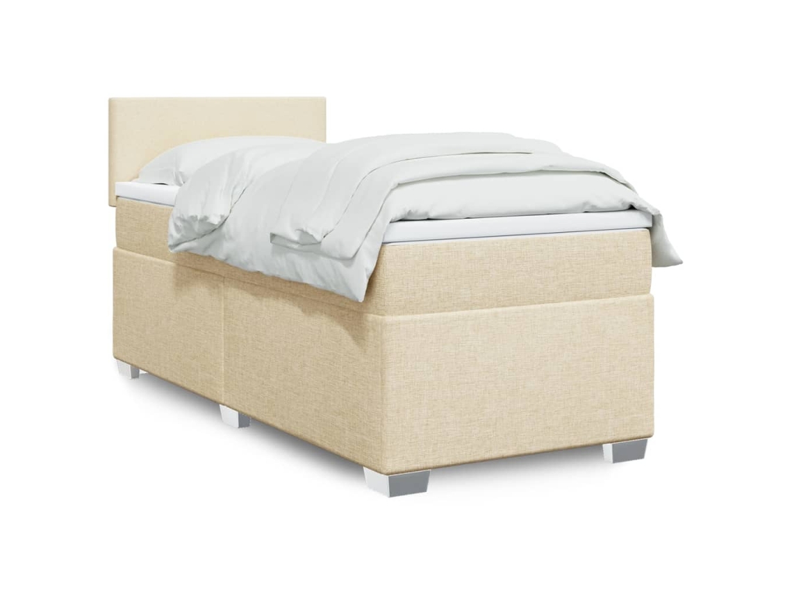 Vidaxl Cama Com Molas/colchão 90x200 Cm Tecido Cor Crème