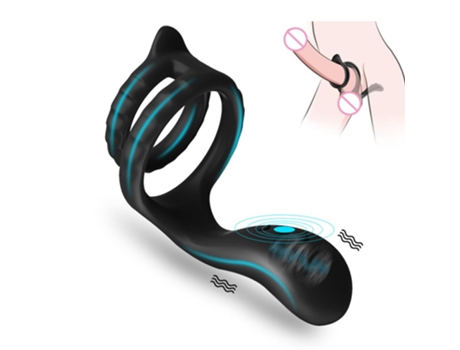 Masculino Pênis Anel Vibrador Slilicone Duplo Galo Anel Períneo Estimulador Atraso Ejaculação Brinquedos Sexuais Para Homens Casais Adultos Bens 18