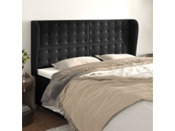 Cabecero con Alas de Terciopelo 203x23x118/128 cm Negro
