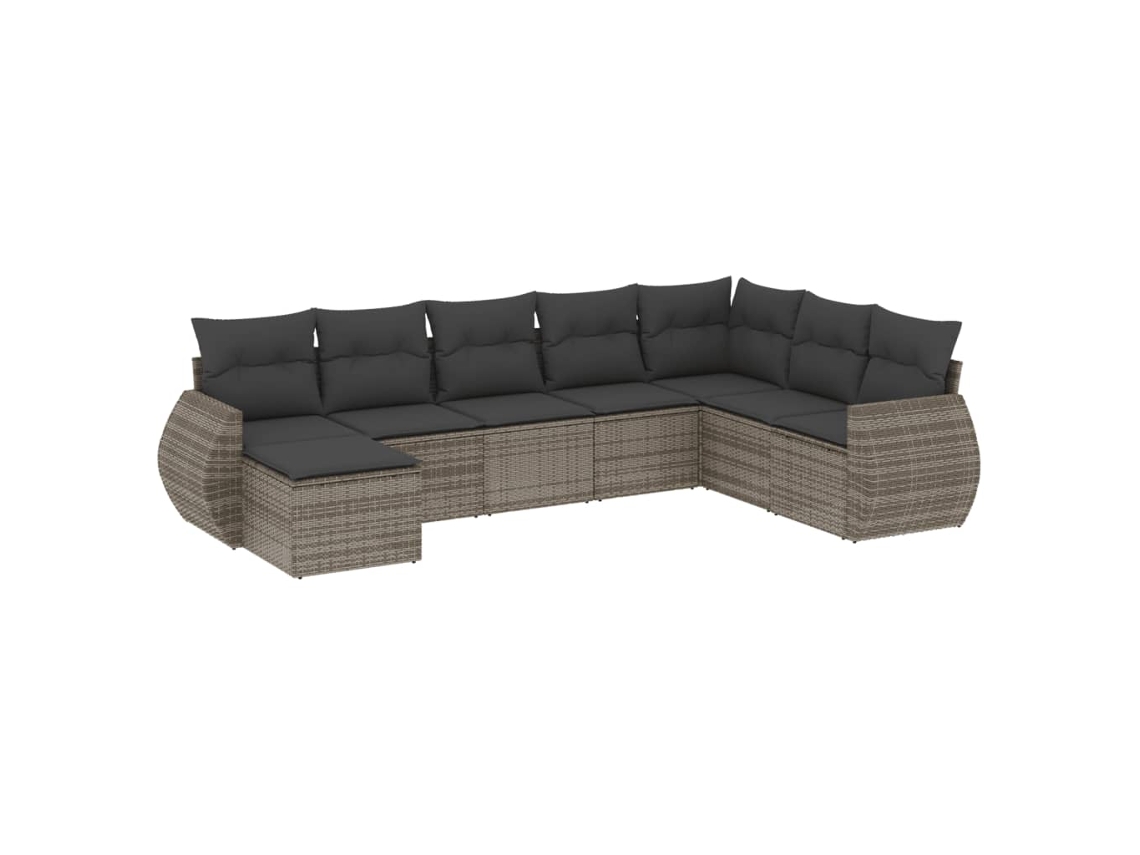 Conjunto de 8 Sofás de Jardim com Almofadões Vime Pe Cinzento MAISON EXCLUSIVE (8 pcs)
