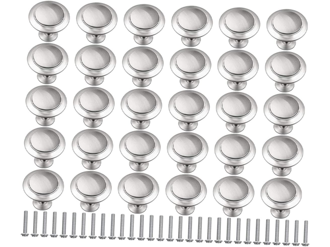 Conjunto De 30 Puxadores Redondos Aço Inoxidável Para Gavetas E Armários, Com Parafusos, Para Cozinha E Cômoda