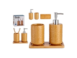 Conjunto de Banho Pleinen Cerâmica Bambu Camel 3 Pcs