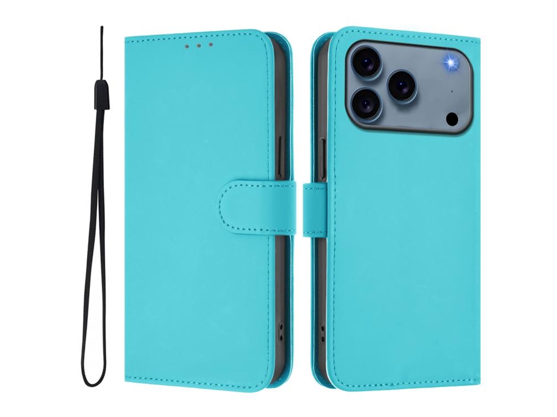 Capa De Couro Sintético Para Iphone 17 Pro Max - Toque Suave - Cor Sólida - Com Cordão