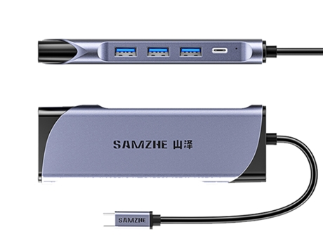 Adaptador SAMZHE Dk-S10 10In1 Type-C a Hdmi Vga Sd/Tf 1000Mbps Pd100W 3Usb3.0 para Huawei Mate40/P50 S20