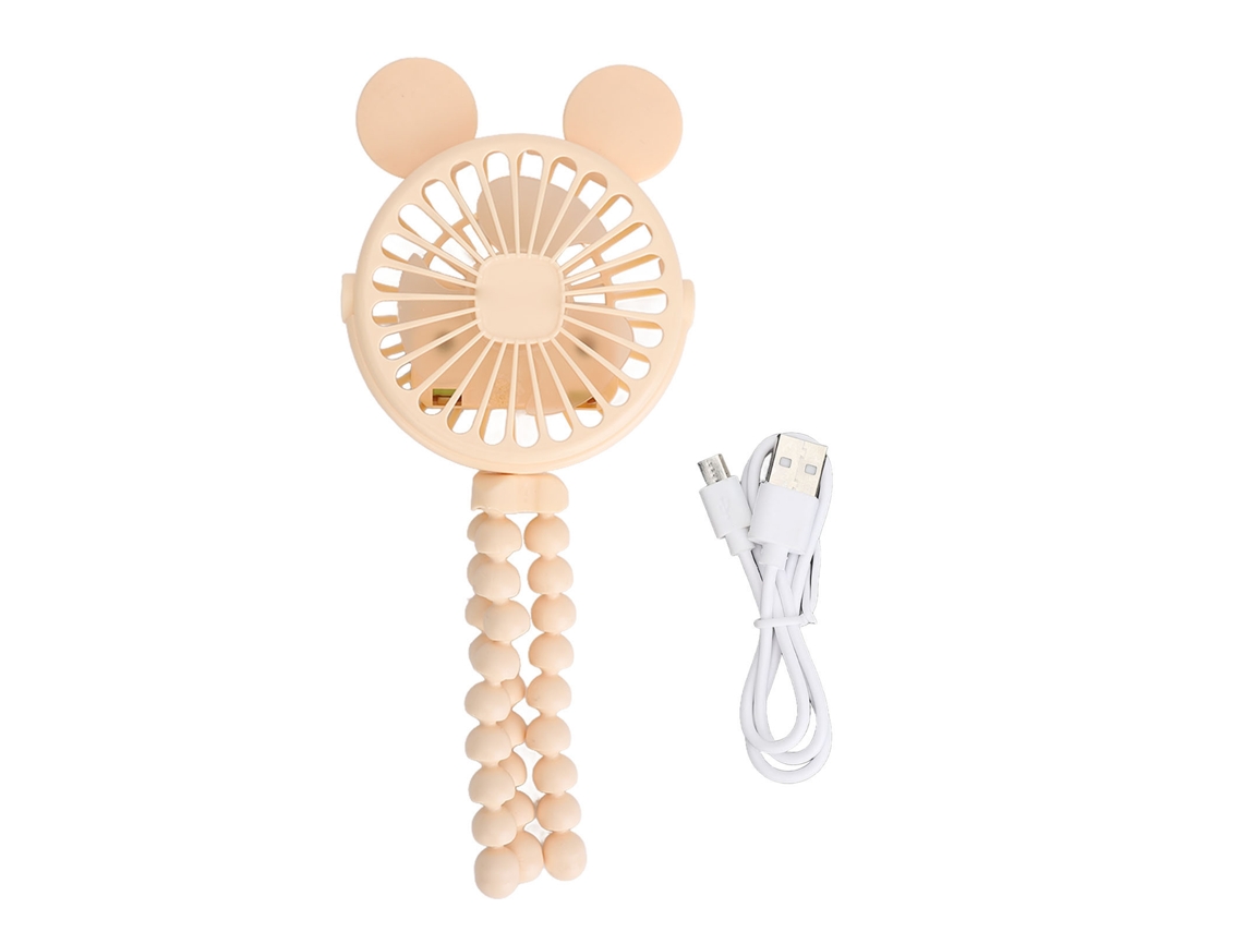 Flexible Tripod Fan 3 Wind Gears Led Night Light Portable Stroller Yellow