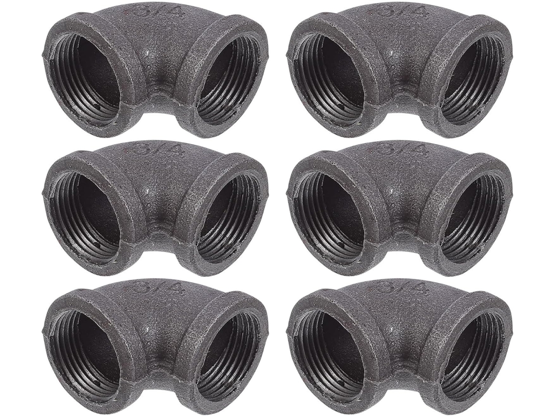 Conexão De Tubo Ferro Preto Dn20 3/4" Com 6 Peças Para Manutenção E