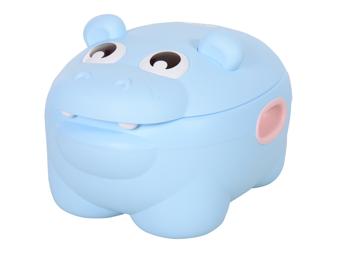 Penico infantil em forma de hipopótamo, com alças, para crianças a partir de 6 meses, banheiro de aprendizagem 40x30x23cm azul S/MARCA