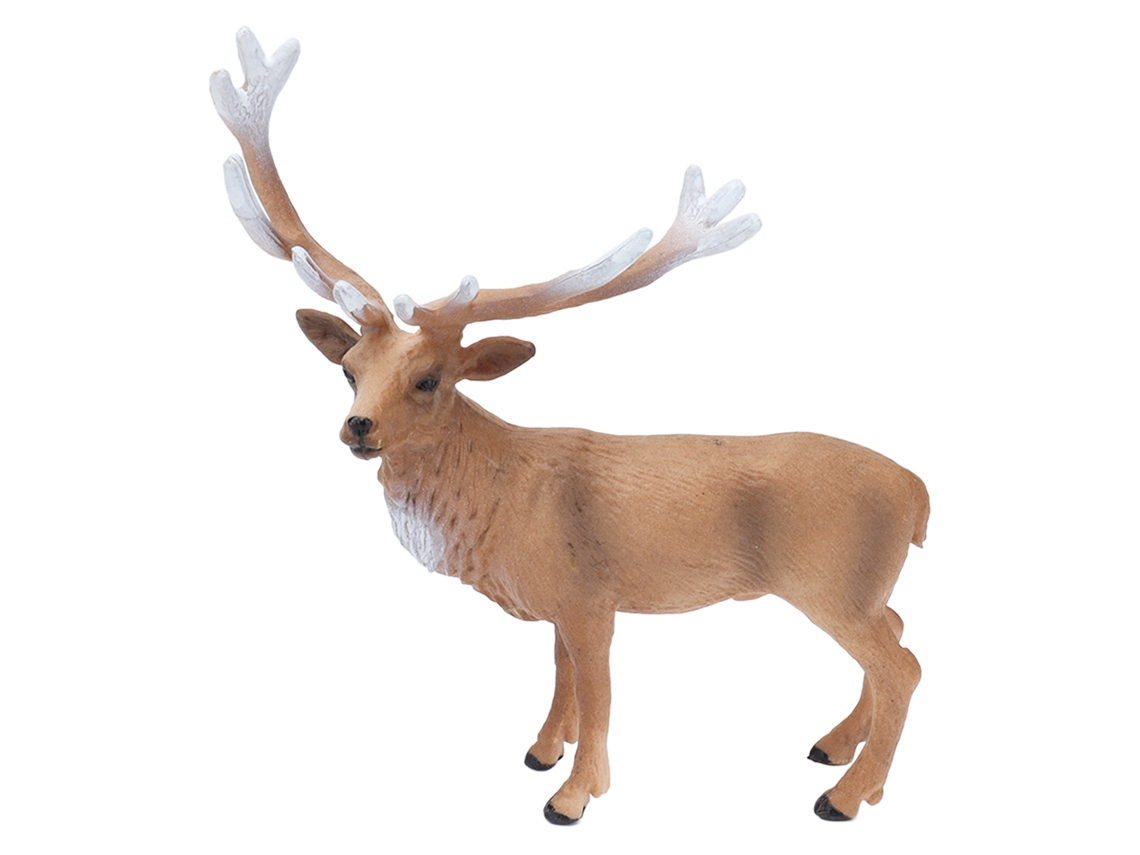 Rebe-estatua De Ciervo Salvaje Macho Rojo Modelo Animal Realista Sólido Para Pastel Regalo Navidad