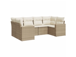 Maison Exclusive - 6 Pcs Conjunto De Sofás P/ Jardim Com Almofadões Vime Pe Bege
