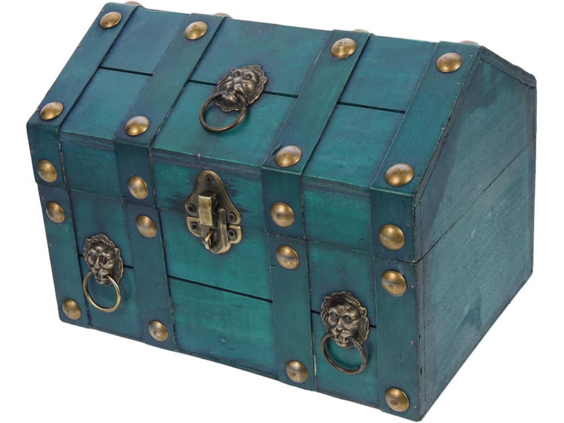 Baú De Tesouro Pirata Vintage De Madeira, Caixa De Joias, Baú Antigo Para Objetos E