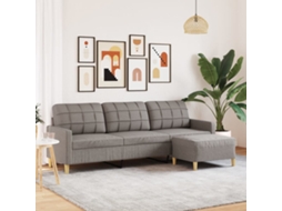 Vidaxl Sofá De 3 Lugares + Apoio De Pés 210cm Tecido Cinza-acastanhado